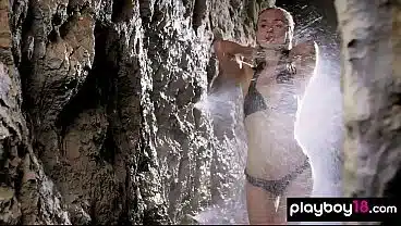 Totally sultry Ukrainian teen Vi Shy slips out of her tiny black bikini