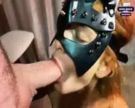 Redhead In High High-heeled Slippers And Pantyhose Wails As She Takes A Jism On Gullet