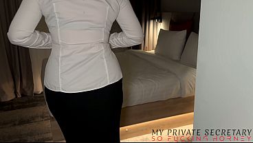 my private secretary in sexy stockings and high heels creampied by the boss in hotel room