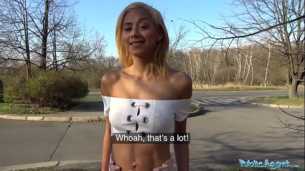 Public Agent Big cock gets blondes tight pussy wet in public forest fuck