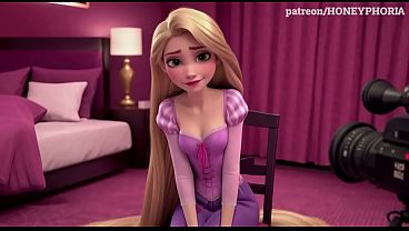 Shy Rapunzel in Sex Casting! Innocent Princess Does First Blowjob, Deepthroat & Handjob Tangled 3D cartoon animation