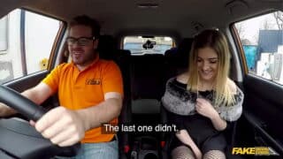 Fake Driving School – Rhiannon Ryder fucked in black fishnet stockings