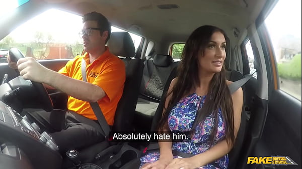 Fake Driving School – Sexy brunette wife having sex with another guy