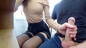 Hot Classmate Jerks Off And Sucks Under The Desk!