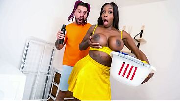 He Couldn’t Resist Her Big Titties and Tight Pussy in the Laundry Room