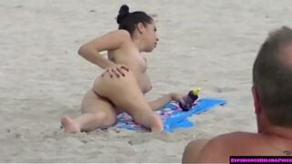 Exhibitionist Wife Allison Banks Teasing Nude Beach Voyeurs!