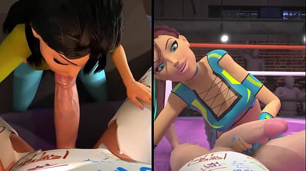 3DGSPOT – Hot Girls Deepthroat A Big Cock In SPLIT-SCREEN COMP! 3D CARTOON PORN!