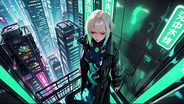 AI-generated- Cyber Agent’s Private Night! The blonde siren in her neon tactical suit lounges seductively inside the high-tech command center.