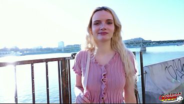 GERMAN SCOUT – Skinny German Teen Amber Kawaii get leg shaking Orgasm at Casting Sex