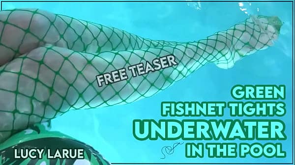 Green Fishnet Tights Underwater in the Pool