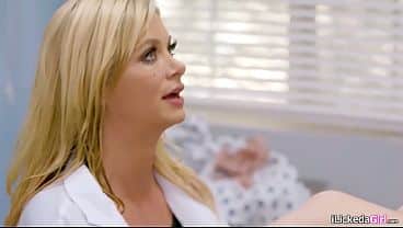 Lesbian milf doctor making her petite blonde patient squirt