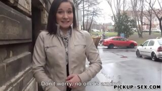 Myrna Joy flashes her big boobs and railed for a few bucks