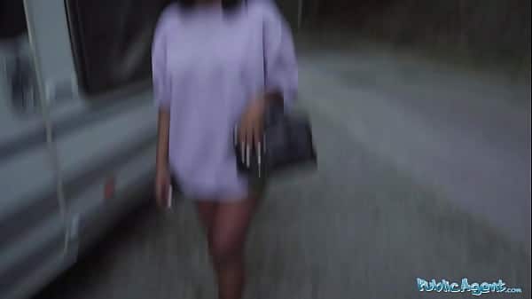 Public Agent Hot ebony babe with fabulous big boobs fucks a ransom in a public place